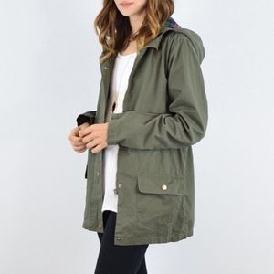 Olive Green Hooded Utility Jacket NWOT